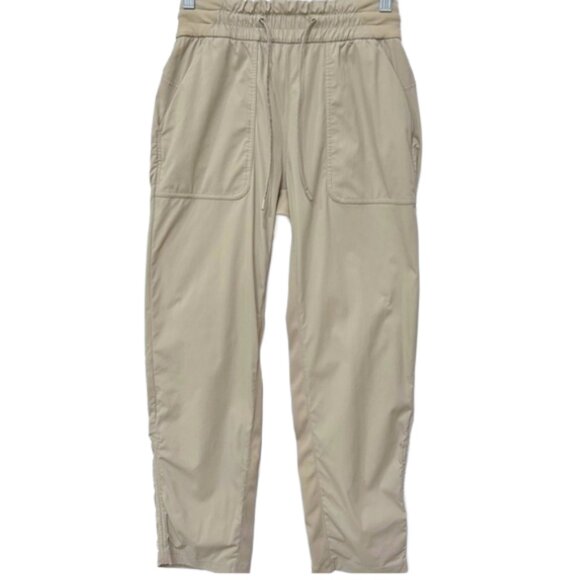 Lululemon Beige Jogger Pants S Cropped Drawstring Waist Athleisure - Picture 1 of 11